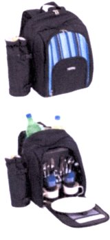 2 PERSON BACKPACK PICNIC SET AND COOLER - BLUE STRIP : $75