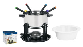 TRUDEAU DELUXE STAINLESS STEEL 12 PC MULTI FONDUE SET GIFT BOXD