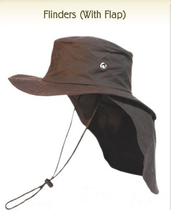 The Burke and Wills FLINDERS With FLAP Oilskin Unisex Hat :$75